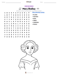 Vista previa de la hoja de trabajo imprimible de Mary Shelley