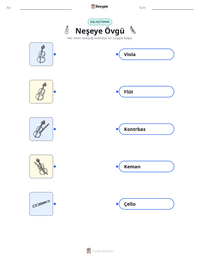 Neşeye Övgü yazdırılabilir çalışma sayfası önizlemesi