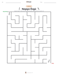 Neşeye Övgü yazdırılabilir çalışma sayfası önizlemesi