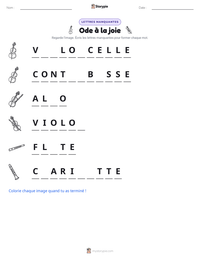 Aperçu de la feuille de travail imprimable Ode à la joie