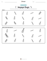 Neşeye Övgü yazdırılabilir çalışma sayfası önizlemesi