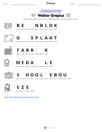 Walter Gropius afdrukbare werkblad voorbeeld