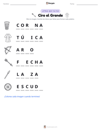 Vista previa de la hoja de trabajo imprimible de Ciro el Grande