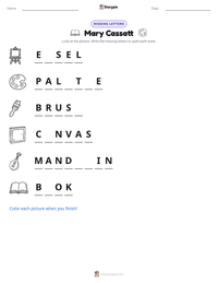 Mary Cassatt printable worksheet preview
