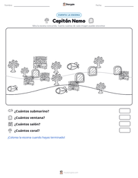 Vista previa de la hoja de trabajo imprimible de Capitán Nemo