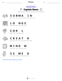 Captain Nemo printable worksheet preview