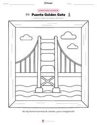 Vista previa de la hoja de trabajo imprimible de Puente Golden Gate