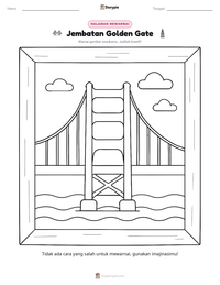 Prabaca lembar kerja cetak Jembatan Golden Gate