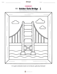 Golden Gate Bridge afdrukbare werkblad voorbeeld