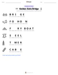 Golden Gate Bridge printable worksheet preview