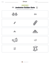 Prabaca lembar kerja cetak Jembatan Golden Gate