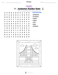Prabaca lembar kerja cetak Jembatan Golden Gate