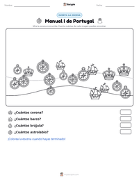 Vista previa de la hoja de trabajo imprimible de Manuel I de Portugal