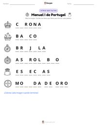 Vista previa de la hoja de trabajo imprimible de Manuel I de Portugal