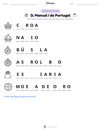 Prévia da folha de atividades imprimível D. Manuel I de Portugal