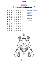 Vista previa de la hoja de trabajo imprimible de Manuel I de Portugal