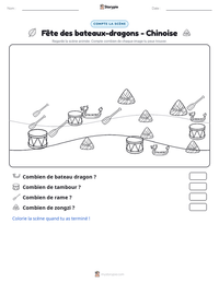 Aperçu de la feuille de travail imprimable Fête des bateaux-dragons - Chinoise