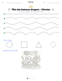 Aperçu de la feuille de travail imprimable Fête des bateaux-dragons - Chinoise