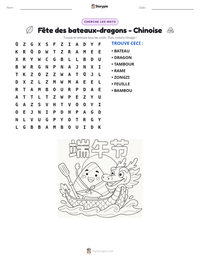 Aperçu de la feuille de travail imprimable Fête des bateaux-dragons - Chinoise
