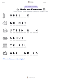Nadel der Kleopatra druckbare Arbeitsblatt Vorschau