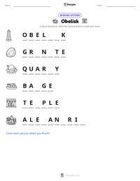 Obelisk printable worksheet preview