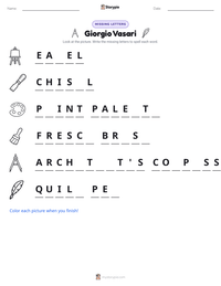 Giorgio Vasari printable worksheet preview