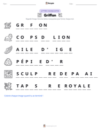 Aperçu de la feuille de travail imprimable Griffon