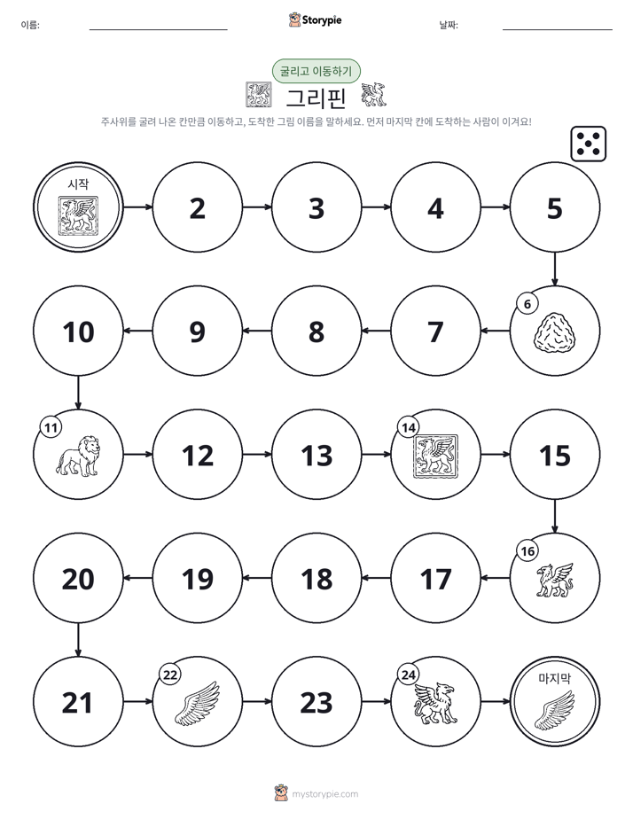 주사위 굴리고 이동하기 게임