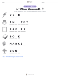 William Wordsworth afdrukbare werkblad voorbeeld