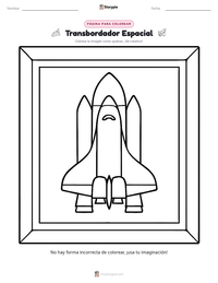 Vista previa de la hoja de trabajo imprimible de Transbordador Espacial