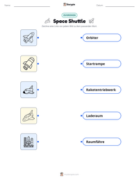 Space Shuttle druckbare Arbeitsblatt Vorschau