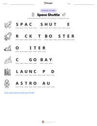 Space Shuttle printable worksheet preview