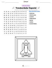 Vista previa de la hoja de trabajo imprimible de Transbordador Espacial