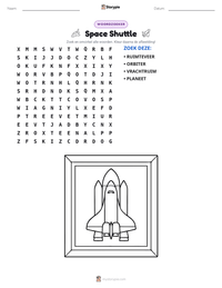 Space Shuttle afdrukbare werkblad voorbeeld