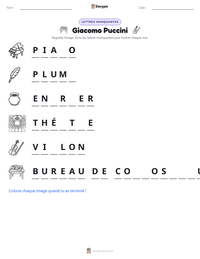 Aperçu de la feuille de travail imprimable Giacomo Puccini