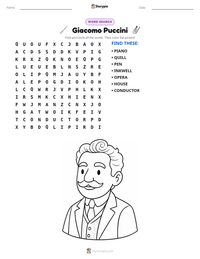 Giacomo Puccini printable worksheet preview