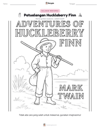 Prabaca lembar kerja cetak Petualangan Huckleberry Finn