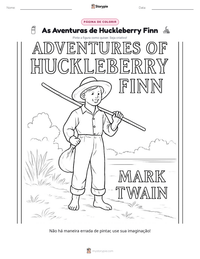 Prévia da folha de atividades imprimível As Aventuras de Huckleberry Finn