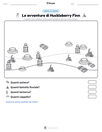 Anteprima della scheda stampabile di Le avventure di Huckleberry Finn