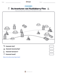 De Avonturen van Huckleberry Finn afdrukbare werkblad voorbeeld