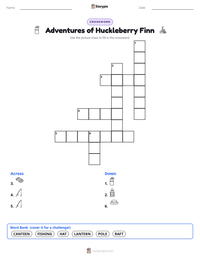 Adventures of Huckleberry Finn printable worksheet preview