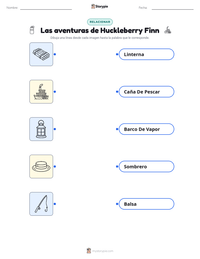 Vista previa de la hoja de trabajo imprimible de Las aventuras de Huckleberry Finn