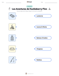 Aperçu de la feuille de travail imprimable Les Aventures de Huckleberry Finn