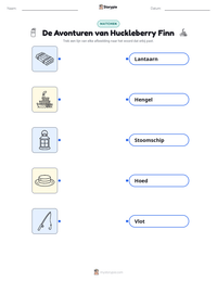 De Avonturen van Huckleberry Finn afdrukbare werkblad voorbeeld