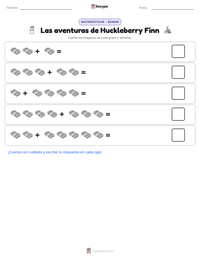 Vista previa de la hoja de trabajo imprimible de Las aventuras de Huckleberry Finn