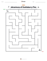 Adventures of Huckleberry Finn printable worksheet preview