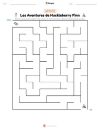 Aperçu de la feuille de travail imprimable Les Aventures de Huckleberry Finn