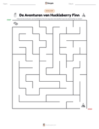 De Avonturen van Huckleberry Finn afdrukbare werkblad voorbeeld
