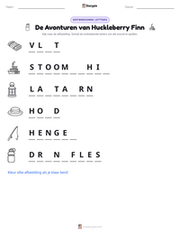 De Avonturen van Huckleberry Finn afdrukbare werkblad voorbeeld