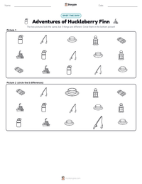 Adventures of Huckleberry Finn printable worksheet preview